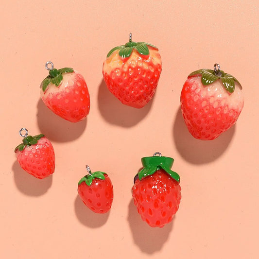 1 Piece 2.2*1.5cm 3.2*2.1cm 3*2cm Resin Strawberry Pendant