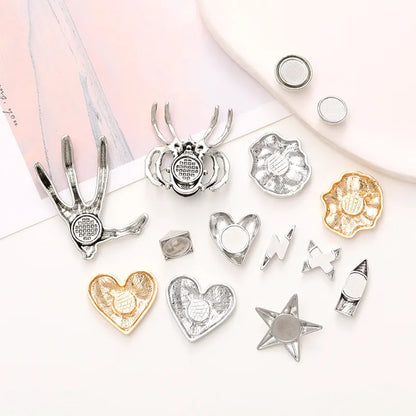 1 Piece 2.5*2.7cm 3.3*3.6cm 4.7*4.9cm Zinc Alloy Hand Insect Heart Shape DIY Ornament Accessories Phone Case Sticker Material