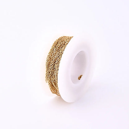 1 Roll 2.3*1.8mm 2*1.5mm 3*2.3mm 304 Stainless Steel 18K Gold Plated Solid Color Polished Chain