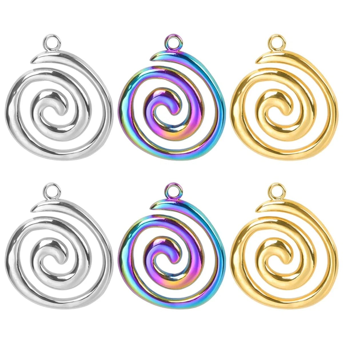 1 Piece 2.3*1.9cm 304 Stainless Steel 18K Gold Plated Geometric Spiral Pendant