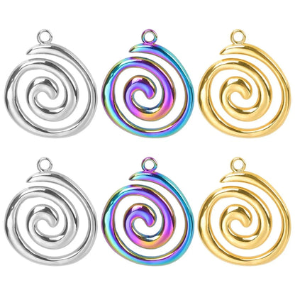 1 Piece 2.3*1.9cm 304 Stainless Steel 18K Gold Plated Geometric Spiral Pendant