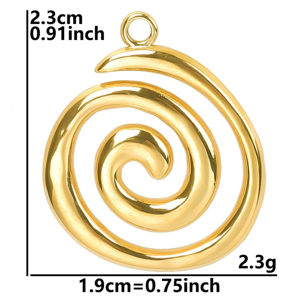 1 Piece 2.3*1.9cm 304 Stainless Steel 18K Gold Plated Geometric Spiral Pendant