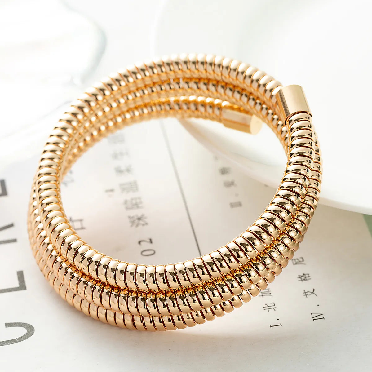 Wholesale Punk Circle Solid Color Titanium Steel Layered Plating 18k Gold Plated Gold Plated Bracelets Necklace