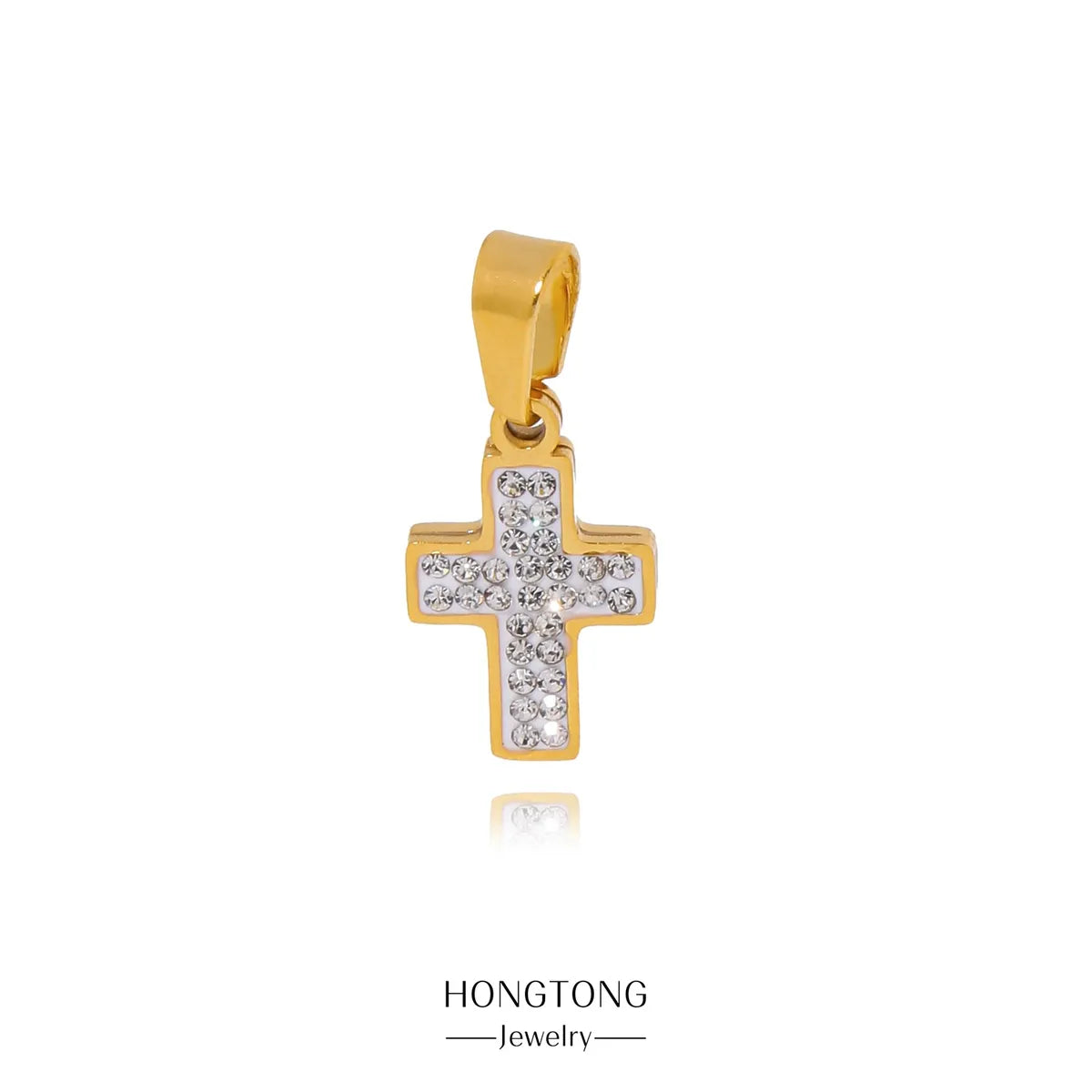 1 Piece 30*17mm 316L Stainless Steel  Zircon Cross Virgin Mary Polished Pendant