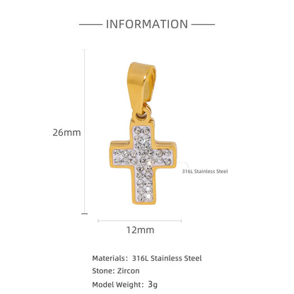 1 Piece 30*17mm 316L Stainless Steel  Zircon Cross Virgin Mary Polished Pendant