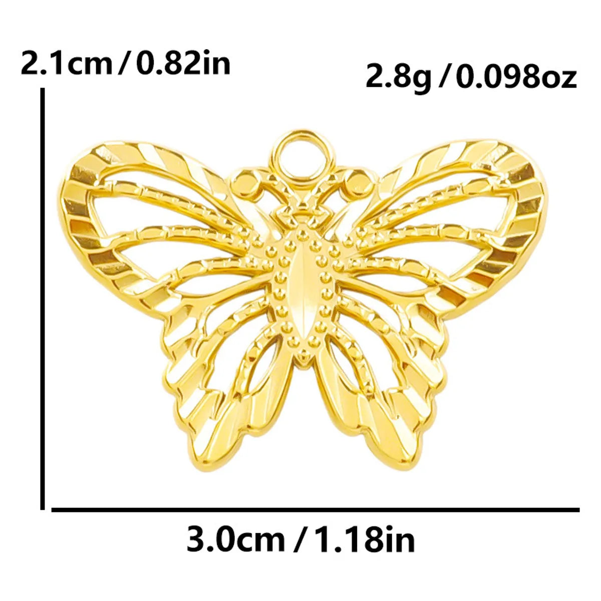 1 Piece 30 * 21mm Hole 2~2.9mm 304 Stainless Steel Butterfly Pendant