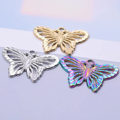 1 Piece 30 * 21mm Hole 2~2.9mm 304 Stainless Steel Butterfly Pendant