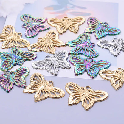 1 Piece 30 * 21mm Hole 2~2.9mm 304 Stainless Steel Butterfly Pendant