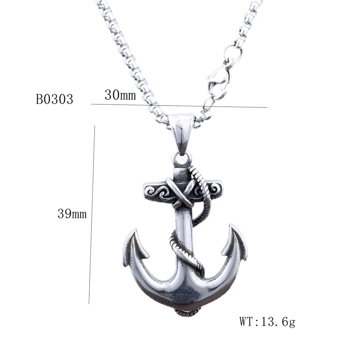 1 Piece 30*39mm 316 Stainless Steel  Anchor Polished Pendant Chain