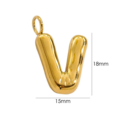 1 Piece 304 Stainless Steel 14K Gold Plated Letter Polished Pendant