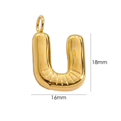 1 Piece 304 Stainless Steel 14K Gold Plated Letter Polished Pendant