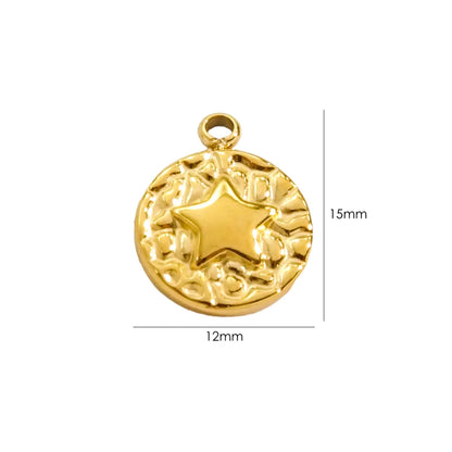 1 Piece 304 Stainless Steel 14K Gold Plated Pentagram Sun High Heel Pendant