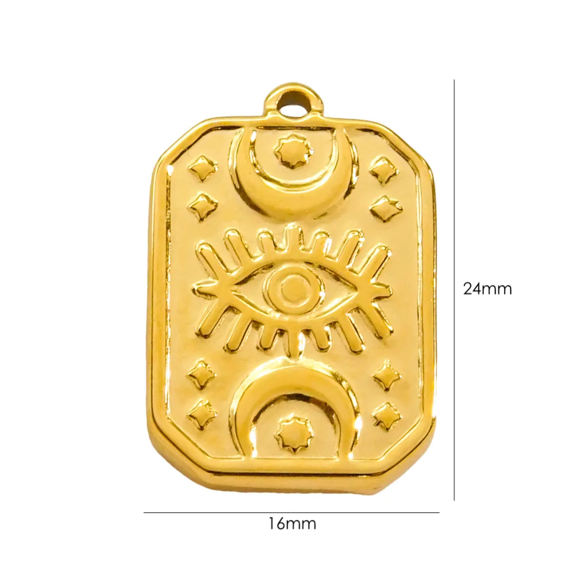 1 Piece 304 Stainless Steel 14K Gold Plated Pentagram Sun High Heel Pendant