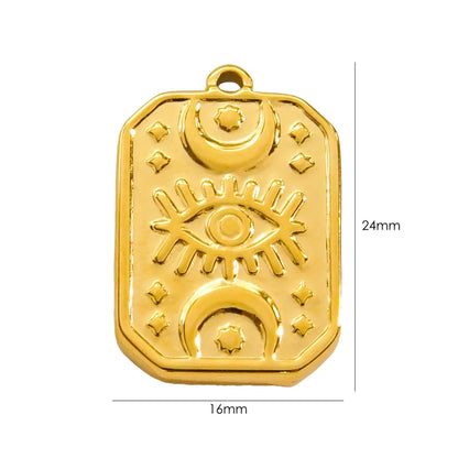 1 Piece 304 Stainless Steel 14K Gold Plated Pentagram Sun High Heel Pendant