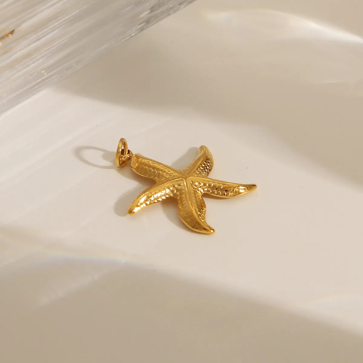 1 Piece 304 Stainless Steel 14K Gold Plated Starfish Shell Polished Pendant