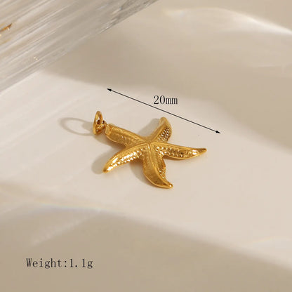 1 Piece 304 Stainless Steel 14K Gold Plated Starfish Shell Polished Pendant