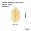 1 Piece 304 Stainless Steel 18K Gold Plated Cross Oval Polished Pendant