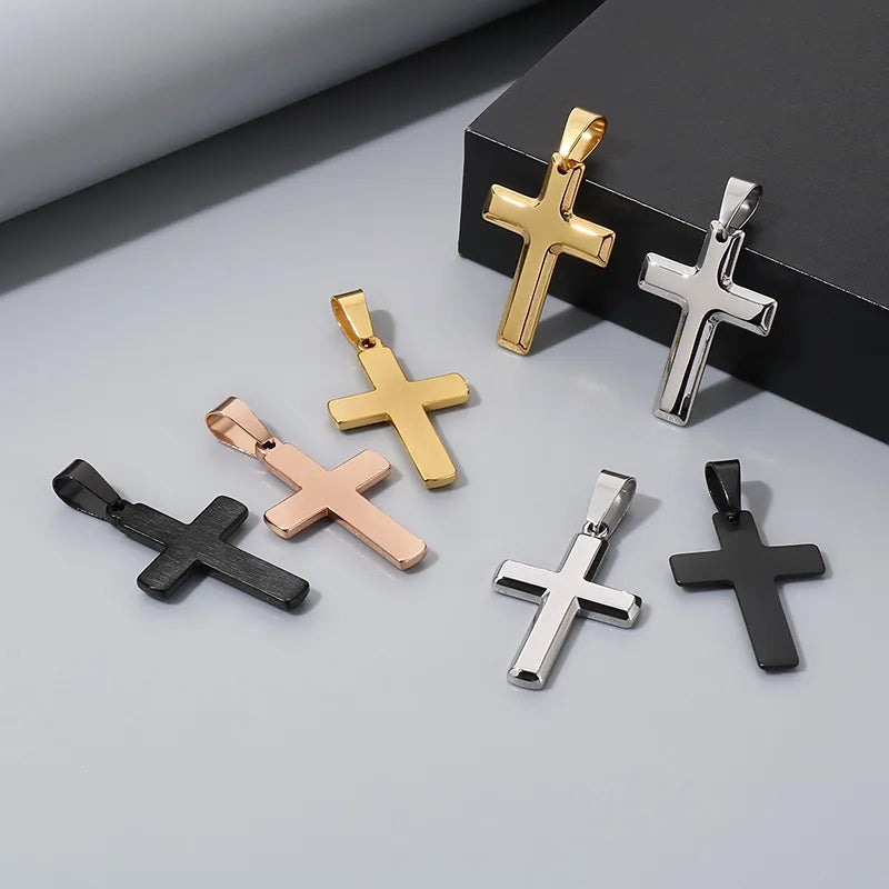 1 Piece 304 Stainless Steel 18K Gold Plated Cross Pendant