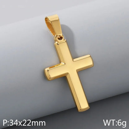 1 Piece 304 Stainless Steel 18K Gold Plated Cross Pendant