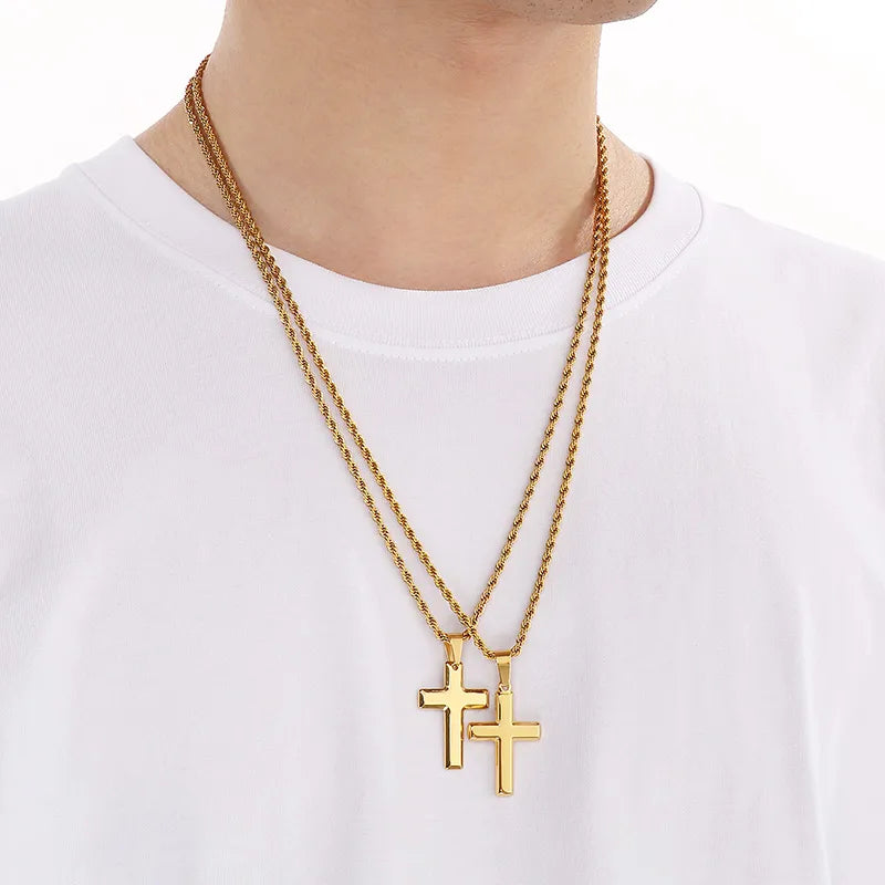 1 Piece 304 Stainless Steel 18K Gold Plated Cross Pendant