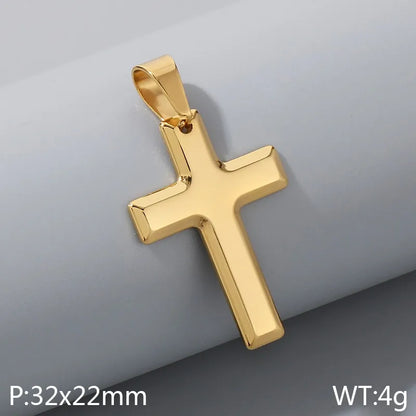 1 Piece 304 Stainless Steel 18K Gold Plated Cross Pendant