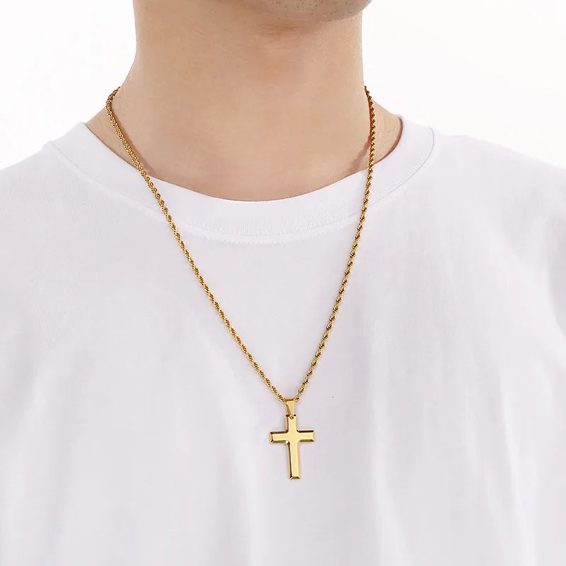 1 Piece 304 Stainless Steel 18K Gold Plated Cross Pendant