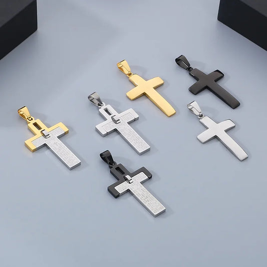 1 Piece 304 Stainless Steel 18K Gold Plated Cross Pendant