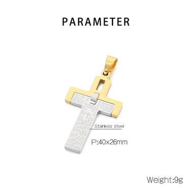 1 Piece 304 Stainless Steel 18K Gold Plated Cross Pendant