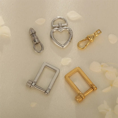 1 Piece 304 Stainless Steel 18K Gold Plated Heart Shape Rectangle Polished Pendant