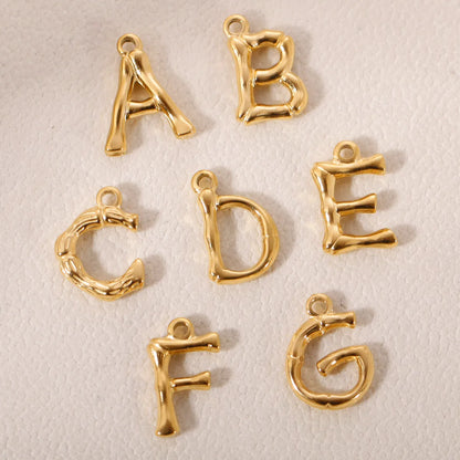 1 Piece 304 Stainless Steel 18K Gold Plated Letter Pendant