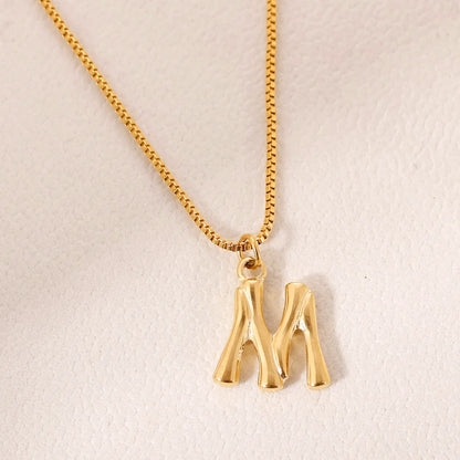 1 Piece 304 Stainless Steel 18K Gold Plated Letter Pendant