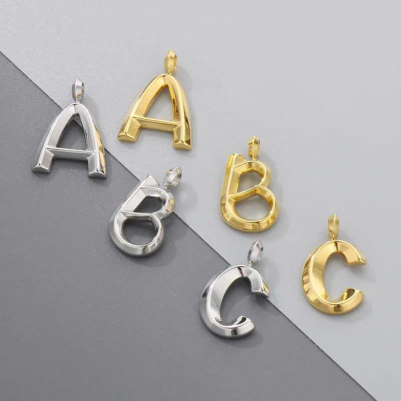 1 Piece 304 Stainless Steel 18K Gold Plated Letter Pendant