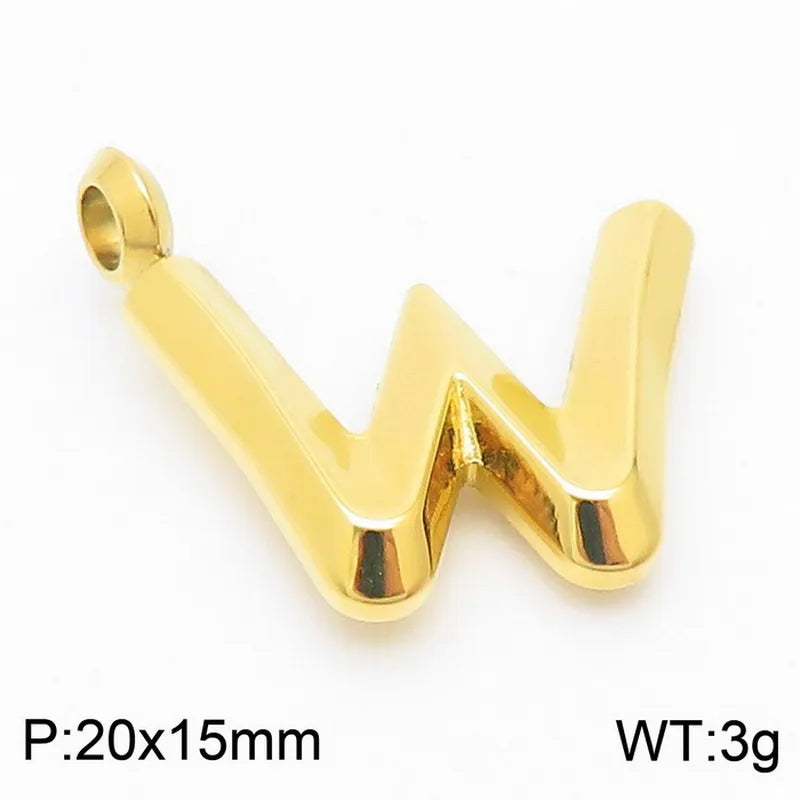 1 Piece 304 Stainless Steel 18K Gold Plated Letter Pendant