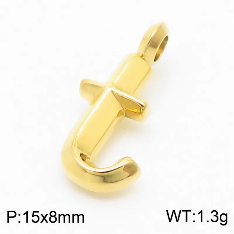 1 Piece 304 Stainless Steel 18K Gold Plated Letter Pendant