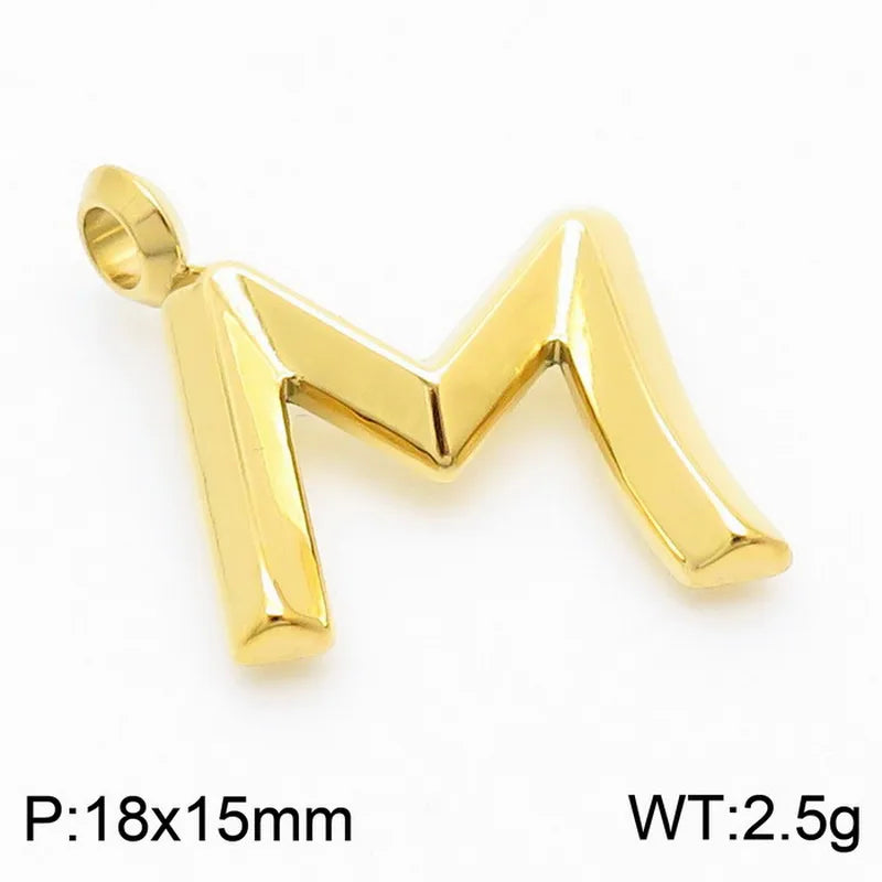 1 Piece 304 Stainless Steel 18K Gold Plated Letter Pendant