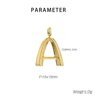 1 Piece 304 Stainless Steel 18K Gold Plated Letter Pendant