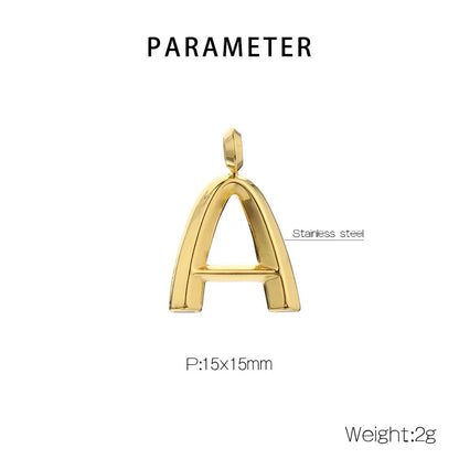 1 Piece 304 Stainless Steel 18K Gold Plated Letter Pendant