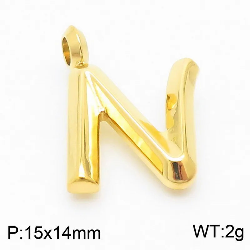 1 Piece 304 Stainless Steel 18K Gold Plated Letter Pendant