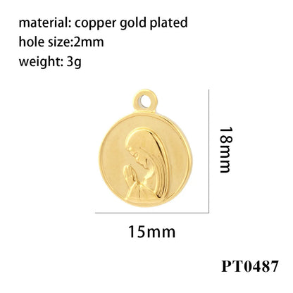 1 Piece 304 Stainless Steel 18K Gold Plated Round Polished Pendant