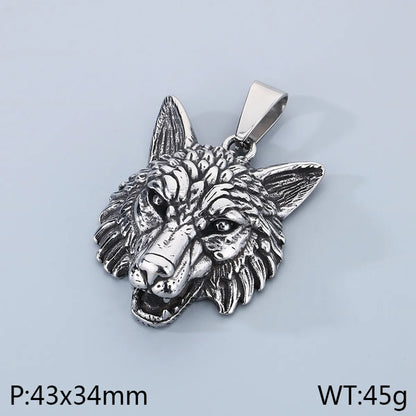 1 Piece 304 Stainless Steel 18K Gold Plated Wolf Pendant Chain