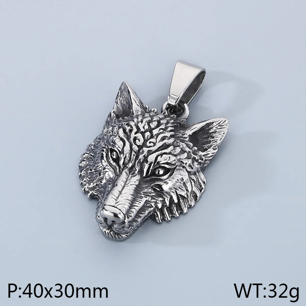 1 Piece 304 Stainless Steel 18K Gold Plated Wolf Pendant Chain