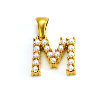 1 Piece 304 Stainless Steel Artificial Pearls 18K Gold Plated Letter Polished Pendant