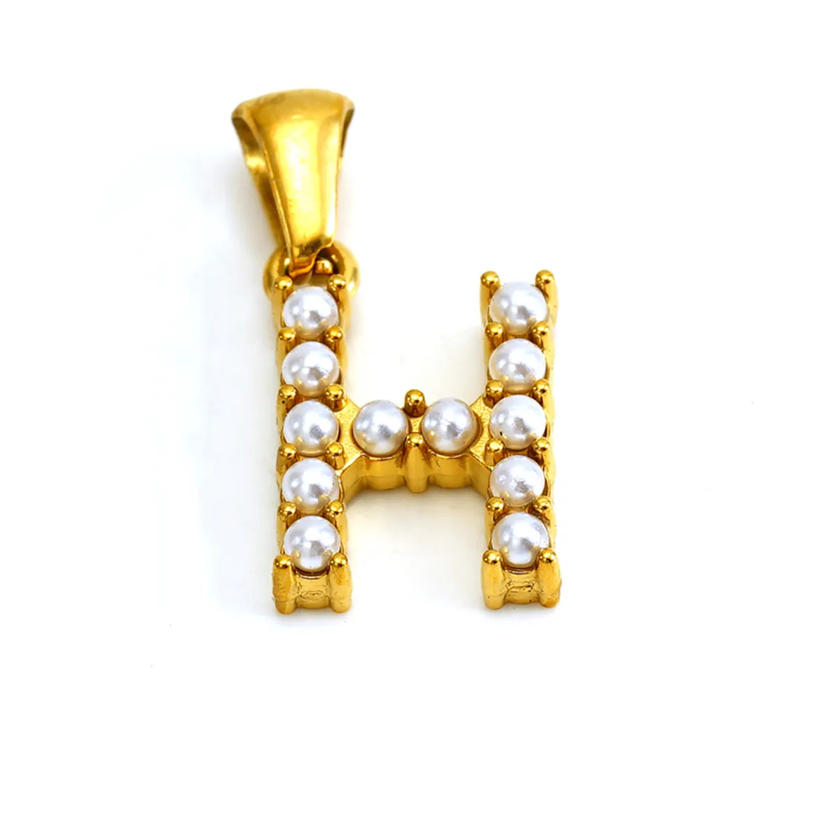 1 Piece 304 Stainless Steel Artificial Pearls 18K Gold Plated Letter Polished Pendant