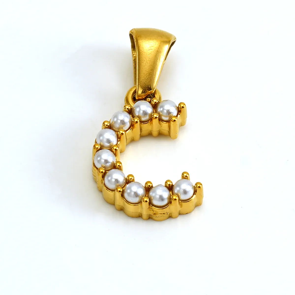 1 Piece 304 Stainless Steel Artificial Pearls 18K Gold Plated Letter Polished Pendant