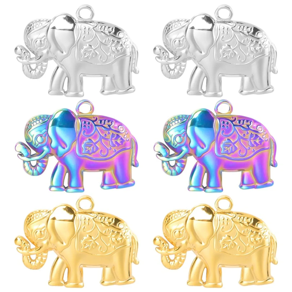 1 Piece 304 Stainless Steel Elephant Pendant