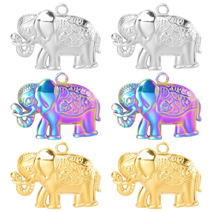 1 Piece 304 Stainless Steel Elephant Pendant