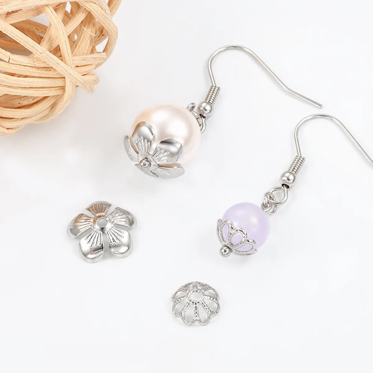 1 Piece 304 Stainless Steel Floral Flower Shape Bead Caps