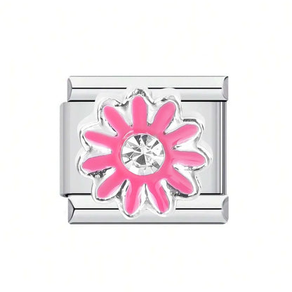 1 Piece 304 Stainless Steel Floral Italian Charms