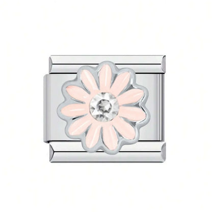 1 Piece 304 Stainless Steel Floral Italian Charms