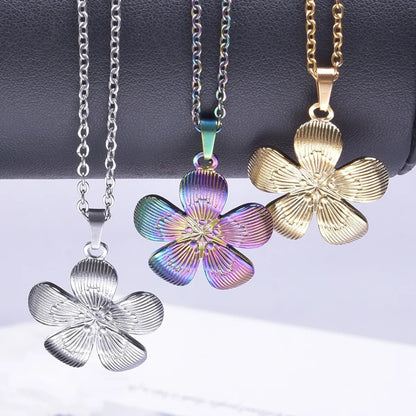 1 Piece 304 Stainless Steel Flower Pendant